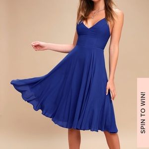 Troulas Royal Blue Lace Up Midi Dress